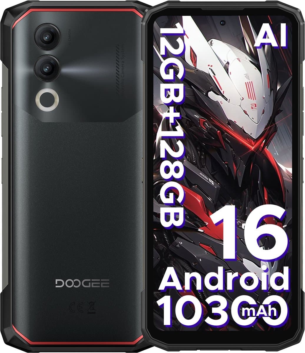 DOOGEE Blade 20X - Robuuste Telefoon - Smartphone - 12 GB RAM+128 ROM（2TB/TF) - 10300mAh/18W - UNISOC T7250 - Android 16 - 6,6-inch HD+ 90Hz - 16MP Camera - IP68 - Vingerafdruk - Triple card slot - Face ID - NFC - GPS - OTG -Zwart — afbeelding 1
