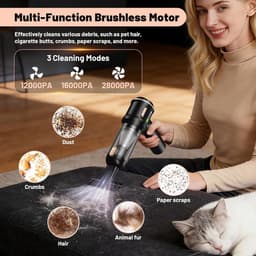 Draadloze Handstofzuiger 28000 Pa - 4-in-1 Auto Stofzuiger met Blaasfunctie - Borstelloze Motor - HEPA Filter - Voor Auto Huis en Dierenhaar — thumbnail 5