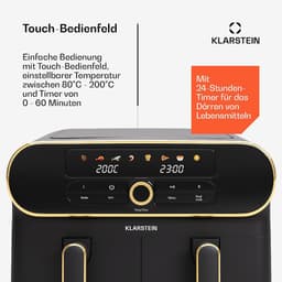 Heteluchtfriteuse - Dubbele mand - Gezond Koken - Twee aparte zones - 11 Liter - Zwart Goud — thumbnail 3