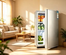 Minikoelkast met één deur 29 liter alleen koelfunctie zilverkleurig energie-efficiëntieklasse A stil met 38 decibel geschikt voor studentenkamers kantoren en slaapkamers Afmetingen 55*40*39 cm — thumbnail 1