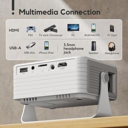 Mini Beamer - Draagbare Projector - Full HD 1080P Ondersteuning - 15000 Lumen - Auto Keystone Correctie - Home Cinema - Smartphone Projector - Compatibel met iOS - Android - TV Stick - HDMI - USB - Laptop - PC - Energieklasse A+++ — thumbnail 3