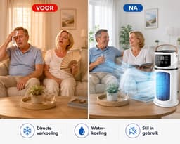Mobiele Airco Zonder Afvoerslang - Luchtkoeler - Aircooler - Mobiel - Wit - 28 x 16cm — thumbnail 2
