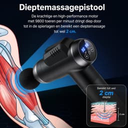 SanaVida - Massagepistool - Spiermassage apparaat - Dieptemassage apparaat - 8 Accessoires & Opbergtas - Type C-Lading - Zwart — thumbnail 5