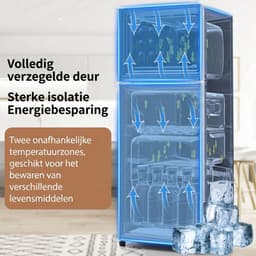 Retro Koelkast - Koel-vriescombinatie - Vrijstaande Koelkast - 92L - Met Vriesvak - LED Verlichting - 7 Standen - Voor Woonkamer - 105,5x41 cm - 1 Stuk — thumbnail 5