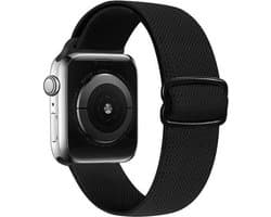 By Qubix - Geschikt voor Apple Watch bandje - Solo Loop Nylon bandje - Zwart - Geschikt voor Apple Watch 44mm / 45mm / 46mm / 49mm (Ultra 1,2 en 3) - Smartwatch bandje - nylon - bandje iWatch