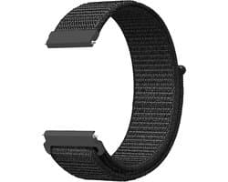 YONO Nylon Smartwatch Bandje 20mm - Horlogebandje geschikt voor Samsung Galaxy Watch 7 6 5 4 - Classic - Garmin Vivoactive 5/6 - Forerunner 245 - Venu SQ 2 - Vivomove - Huawei - Zwart