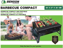 Benson Compacte barbecue met handvat - draagbaar - 35 x 27 x 20 cm - zwart — thumbnail 5