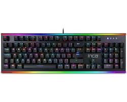 BasicTeQ: INCA IKG-451 Professional Mechanisch gaming Toetsenbord USB Zwart-RGB-LED. QWERTY NL. Brown Switch. 3jaar garantie.