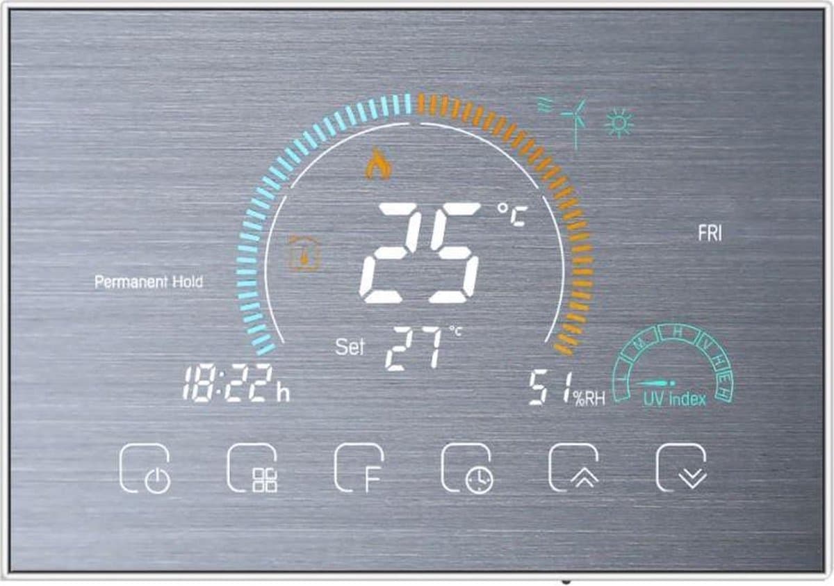 TechU™ Smart Thermostaat Relax – Zilver – Alleen voor Elektrische Vloerverwarming – App & Wifi – Google Assistant & Amazon Alexa — afbeelding 1