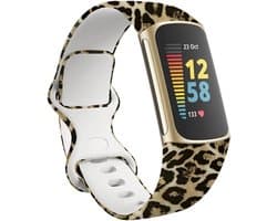Siliconen Smartwatch bandje - Geschikt voor Lucky Leopard Fitbit Charge 5 / Fitbit Charge 6 bandje - Strap-it Horlogeband / Polsband / Armband - Maat: Maat L