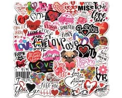 Valentijnsdag Stickers | Liefde, Valentijn, Relatie, Schattig | 50 Stickers Voor laptop, muur, deur, koffer, schriften, etc.