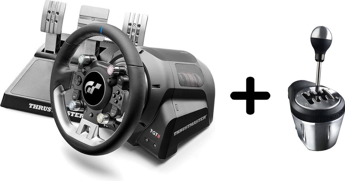 Thrustmaster T-GT II - Racestuur met 3 Pedalen + TH8A Gaming racestuurshifter - Force Feedback - Voor PS5, PS4, PC — afbeelding 1