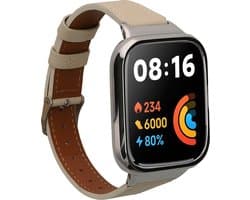 kwmobile lederen horlogebandje geschikt voor Xiaomi Redmi Watch 3 Active / Redmi Watch 3 Lite polsband - Echt leren smartwatch bandje - Activity tracker horloge band in wit