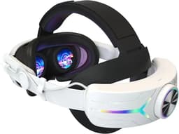 JustValue Elite Strap met VR Cover en 8000mAh Batterij - Vervanging Geschikt voor Oculus Quest 3 en Meta Quest 3 en 3s - RGB Verstelbare Comfortabele Riem met Hoofdkussen - Wit — thumbnail 1
