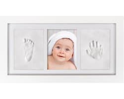 Frummel Fotolijst Baby (33 x 18 cm) - Klei Afdruk (Gipsafdruk baby) - Beter dan gips afdruk - Hand Voet Afdruk - Kraamcadeau Meisje / Kraamcadeau Jongen