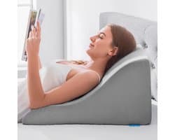Leeskussen voor in bed - Ergonomisch traagschuim wigkussen - Rugondersteuning bij ontspannen spelen lezen of televisie kijken - Breed leeskussen voor in bed