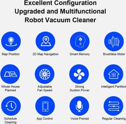 Robot Stofzuiger , Robotstofzuiger met dweilfunctie, Robotstofzuiger met laadstation, WiFi App, 4KPa Zuigkracht, Borstelloze Motor, Alexa en Google Assistant, Voor tapijt en harde Vloer — thumbnail 5