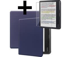 Hoes Geschikt voor Kobo Libra Colour - E-reader Bescherm Hoesje Case Sleep Cover Met Screenprotector - Hoes Geschikt voor Kobo Libra Colour Hoesje - Donkerblauw