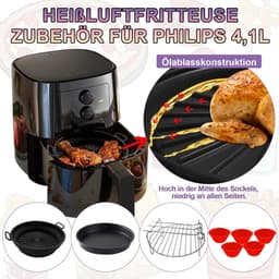 Airfryer Accessoires 4-delige bakset geschikt voor Philips Essential 41 L HD9252/HD9200 - siliconen bakvorm, grillframe, muffinvormpjes — thumbnail 3