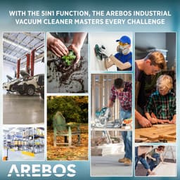 AREBOS Industriële stofzuiger | geel | inhoud 30 liter | 1300 W | met extra stopcontact | uitblaasfunctie | ideale natte droge stofzuiger | ook voor aszuigen — thumbnail 3
