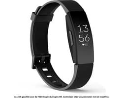 Zwart Siliconen Bandje geschikt voor Fitbit Inspire / Inspire 2 / Inspire HR – Maat: zie maatfoto – black rubber smartwatch strap - Polsbandje