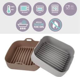 Siliconen Airfryer Mand 205 cm - Heteluchtfriteuse Accessoires - Geen Harde Reiniging - Airfryer Oven - Bruin Air Fryer Silicone Pot — thumbnail 4