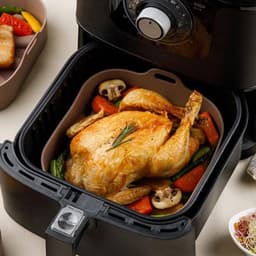 Siliconen Airfryer Mand 205 cm - Heteluchtfriteuse Accessoires - Geen Harde Reiniging - Airfryer Oven - Bruin Air Fryer Silicone Pot — thumbnail 3