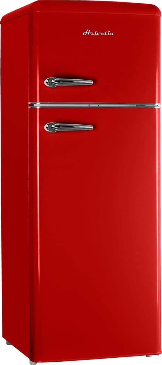 Helvetia Retro Koelvriescombinatie HRDPER206ER1 - Rood - 144 cm Hoog - 4ster Vriezer - Vintage - 206 Liter — afbeelding 1
