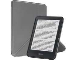 Hoes Geschikt voor Kobo Clara BW - Luxe E-reader Trifold Case - Bescherm Hoesje Book Cover - Grijs