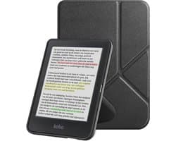Hoes Geschikt voor Kobo Clara Colour Hoesje Bookcase Cover Book Case Hoes Sleepcover Trifold - Zwart