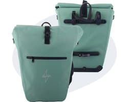 Voltano Luxe E-bike Fietstas Enkel 28L – Mint Groen – Pakaftas Met Laptop vak – 100% Waterdicht - Met Schouderband