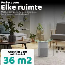 Modito luchtreiniger - Air Purifier met APP - 4-in-1 filtersysteem - Ionisatie - HEPA 13 filter + koolstoffilter - Verminderd huisstofmijt, hooikoorts, allergie & stof - Wit - 210 m³/u — thumbnail 5