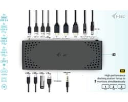 i-Tec - USB-C - Thunderbolt Docking Station - 2 x Displayport - 1 x HDMI - Ethernet - 5 x USB-A - 2 x USB-C - Audio - 100W opladen
