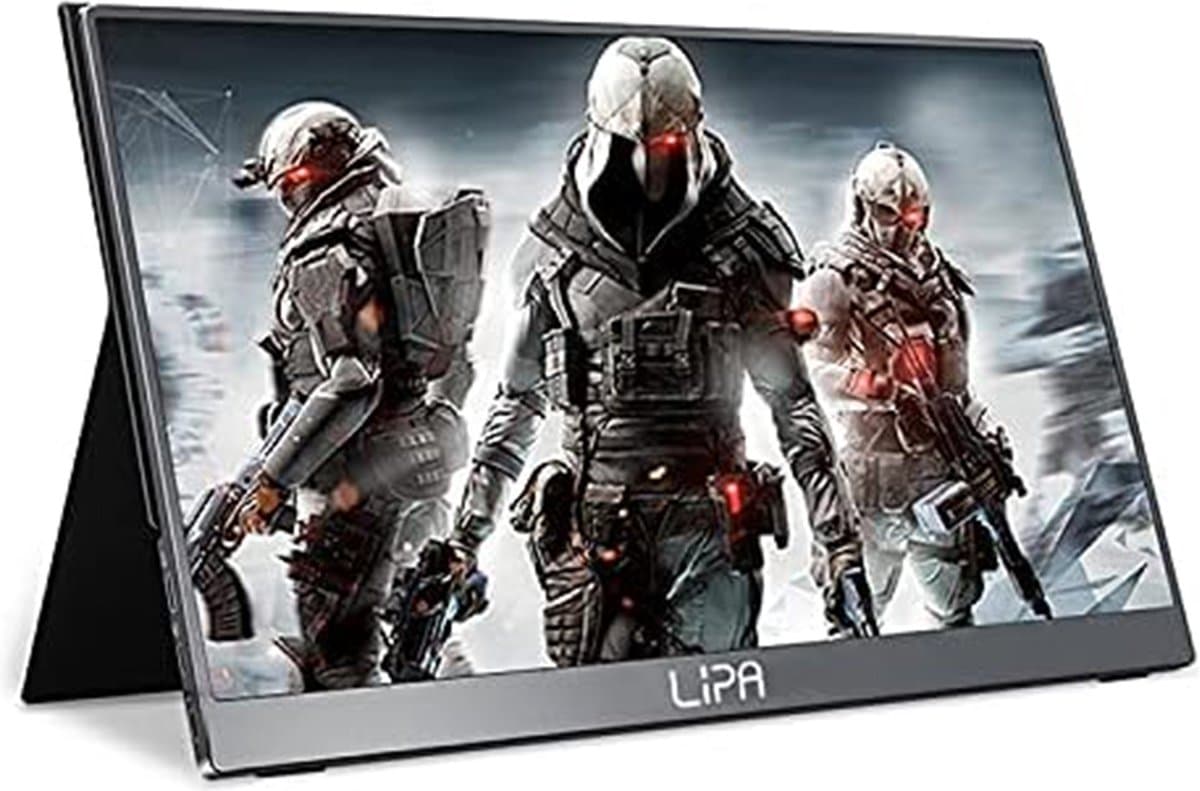 Lipa HDR-60 portable monitor Full HD 17.3 inch - Draagbaar scherm - Computerscherm - Beeldscherm - 144 Hz - HDMI - 2x USB C - Met hoes en kickstand - Ook voor game consoles - Freesync - 1920 x 1080 pixels - Dual Speakers - Energiezuinig — afbeelding 1