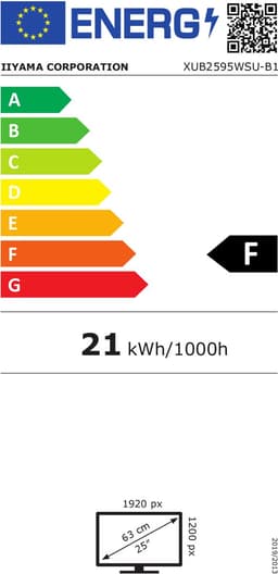 iiyama ProLite XUB2595WSU-B1 LED display 63,5 cm (25") 1920 x 1200 Pixels WUXGA Zwart — thumbnail 2