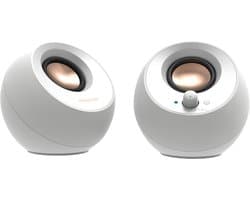 Creative Pebble V3 Luidspreker voor PC en laptops (Wit) - Bluetooth 5.3, AUX, USB-C met meegeleverde USB-C naar USB-A converter