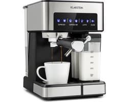 Klarstein Koffiemachine Espresso Pistonmachine met Melkopschuimer, 1,8 L Mini Espressomachine met Piston, 20 Bar RVS Compact, Melkreservoir, 1350 W Koffiemachine voor Gemalen Koffie - Stoompijpje Touch LED - Coffee Machine