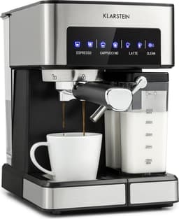 Klarstein Koffiemachine Espresso Pistonmachine met Melkopschuimer, 1,8 L Mini Espressomachine met Piston, 20 Bar RVS Compact, Melkreservoir, 1350 W Koffiemachine voor Gemalen Koffie - Stoompijpje Touch LED - Coffee Machine — thumbnail 1