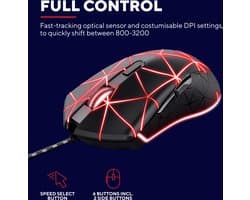 Trust GXT 133 Locx - Gaming Muis - Bedraad - 3200 DPI - LED verlichting - Zwart