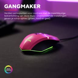Trust GXT 109P Felox - Gaming Muis - Bedraad - 6400 DPI - RGB Verlichting - Roze — thumbnail 2
