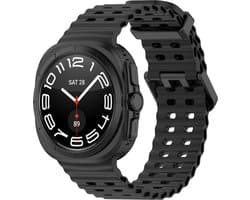 Strap-it Ocean siliconen smartwatch bandje - geschikt voor de Samsung Galaxy Watch Ultra / Ultra 2025 47mm (zwart)