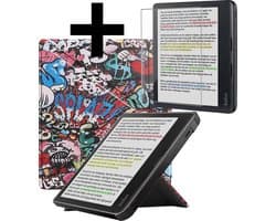 Hoes Geschikt voor Kobo Libra Colour - E-reader Bescherm Hoesje Case Sleep Cover Trifold Met Screenprotector - Hoes Geschikt voor Kobo Libra Colour Hoesje - Graffity