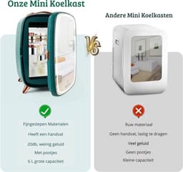 Skincare Beauty Fridge – Mini Koelkast – Minibar – 6 Liter – Slaapkamer – Stijlvol – Met LED Spiegel – Groen — thumbnail 4