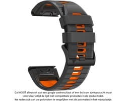 Zwart Donkergrijs Oranje Siliconen Sporthorloge bandje 26mm Quickfit geschikt voor Garmin Fenix 3 / 3 HR / 3 Sapphire / 5X / 6X, D2, Quatix 3, Tactix, Descent MK1, Foretrex 601 en 701 – 26 mm black grey orange smartwatch strap