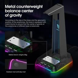 DrPhone ONIKUMA ST-2 - Hoofdtelefoonstandaard - 3 USB-Poorten, RGB-Verlichting en Audio-Interface - Koptelefoonstandaard - Organizer — thumbnail 4