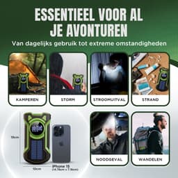 ViveLux® Noodradio - Powerbank 5000 mAh - Bluetooth - Vernieuwd Model 2026 - Solar Opwindbaar - Noodpakket - Draagbare radio - Zaklamp Voor Noodpakket/Camping — thumbnail 2