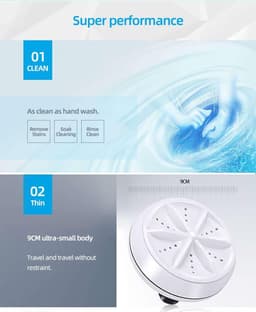 Mini Wasmachine - 2kg Wascapaciteit - Camping Wasmachine en Vaatwasser - Mini Wasmachine met Centrifuge - Kleine Wasmachine - Kleine Vaatwassers - Handwasmachine - Voor Kleine Was — thumbnail 4