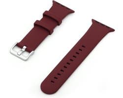 By Qubix - Geschikt voor Apple Watch bandje - Rubberen Siliconen sportbandje met gesp - Bordeaux - Geschikt voor Apple Watch 44mm / 45mm / 46mm / 49mm (Ultra 1,2 en 3) - Smartwatch bandje - siliconen sport bandje - smartwatchbandje