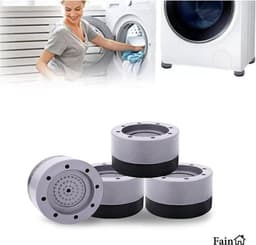 Luxe Trillingsdempers wasmachine – Set van 4 stuks – Grijs - Extra dik - Voetjes wasmachine & droger - Wasmachine demper – Anti trillings / vibratie dempers pads – Antislip rubber – Trillingsmat – Antislipmat - Schokdempers wasmachine — thumbnail 1