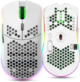 HXSJ T66 - Draadloze Gaming Muis - Computermuizen - Ultra licht - Compact Voor Onderweg - RGB Verlichting - Wit — thumbnail 3